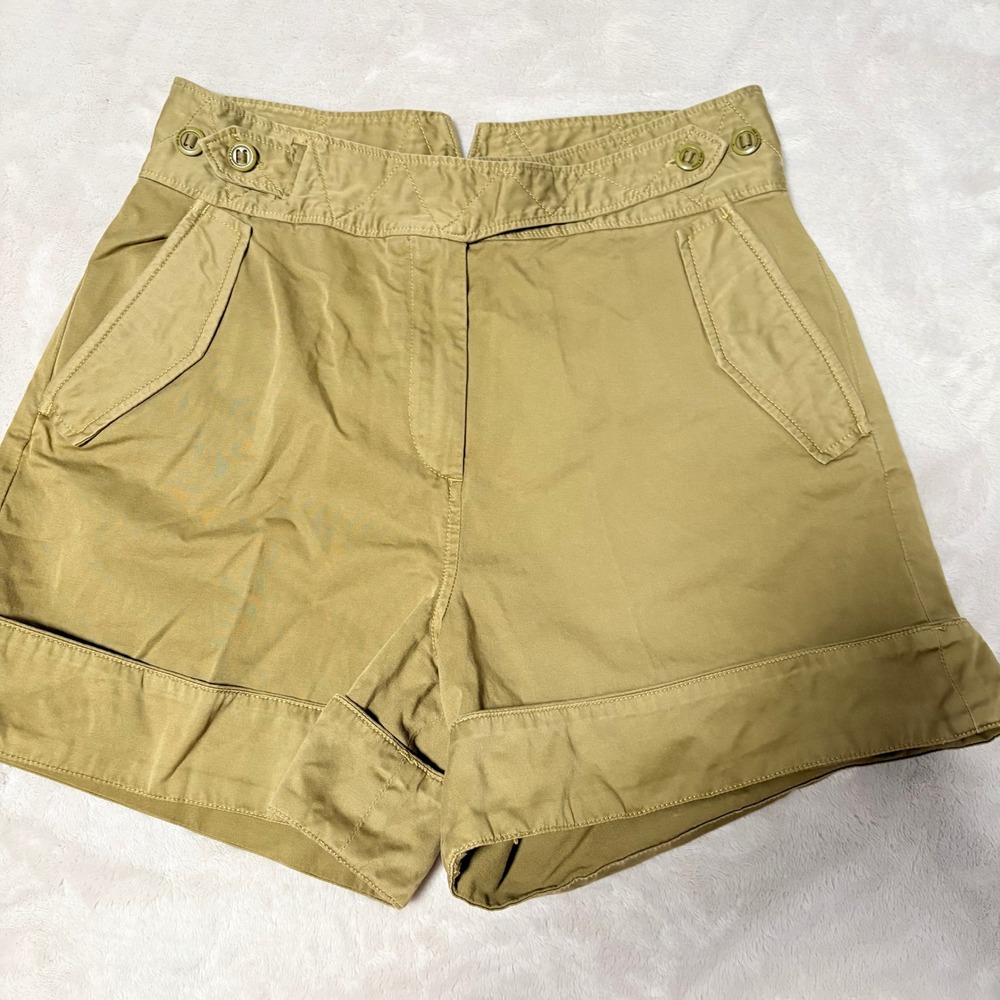 rag & bone High Waisted Chino Shorts Women Tan Size 6 Cuffed Cotton Khaki